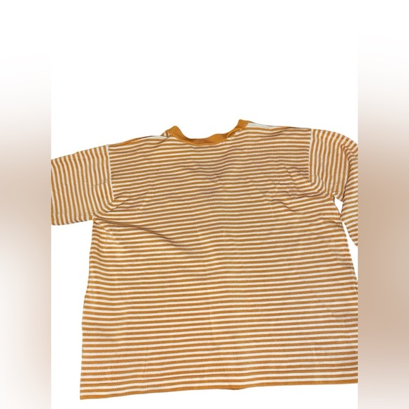 Ellen Tracy Cardigan Women’s MP Cropped Striped Orange White Buttons Y2K Spring - Picture 3 of 6